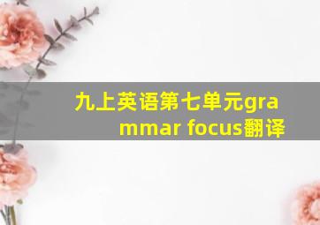 九上英语第七单元grammar focus翻译